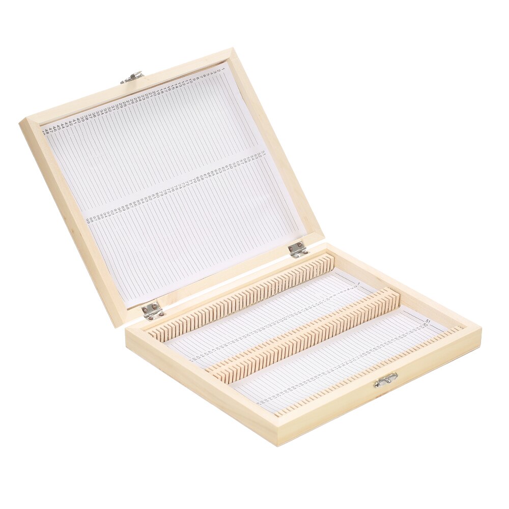 KKmoon Slide Box 100-Places Wooden Slide Storage Box with Numbered Slots Contents Sheet for Prepared Microscope Slides