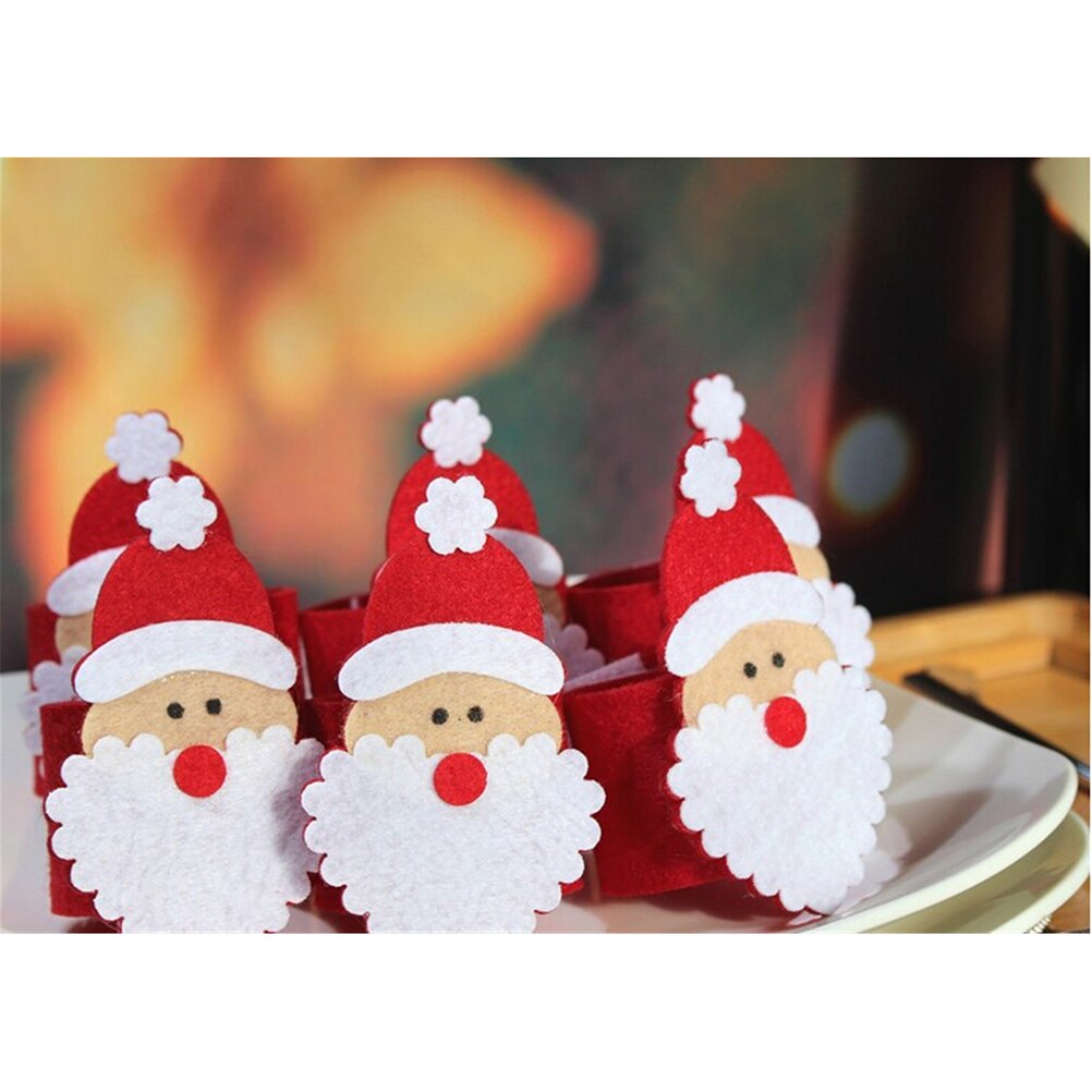 Porte-Serviette Père Noël de Noël - Accessoire Festif pour Table Dîner Serviette Tissu