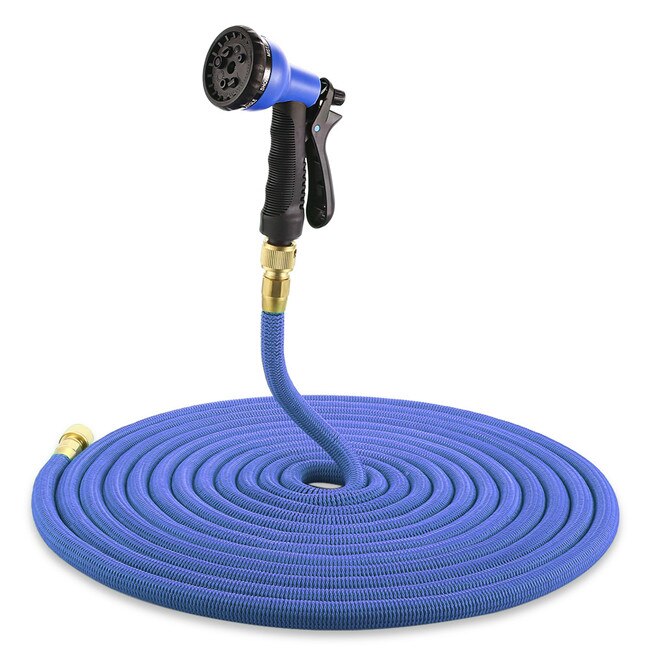 15FT-100FT Garden Hose Expandable Flexible Water Hoses Plastic Hose Pipe With Spray Gun Watering Three Layer TPE: 25FT / Blue