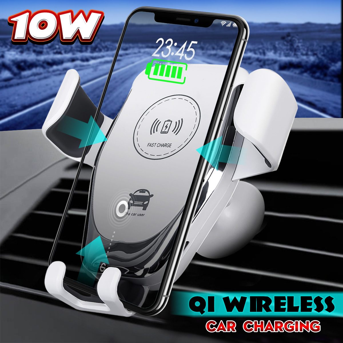 Universele Auto Telefoon Houder 10W Qi Draadloze Oplader Auto Stand Snel Opladen Geen Magnetische Mobiele Houder Zwaartekracht Voor Telefoon beugel