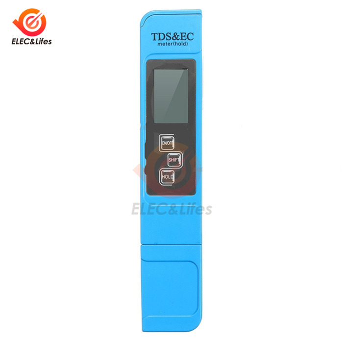 TDS EC medidor de temperatura pluma 3 en 1 Función de conductividad herramienta de medición de de Agua TDS & EC probador 0-9990ppm 15%: Azul