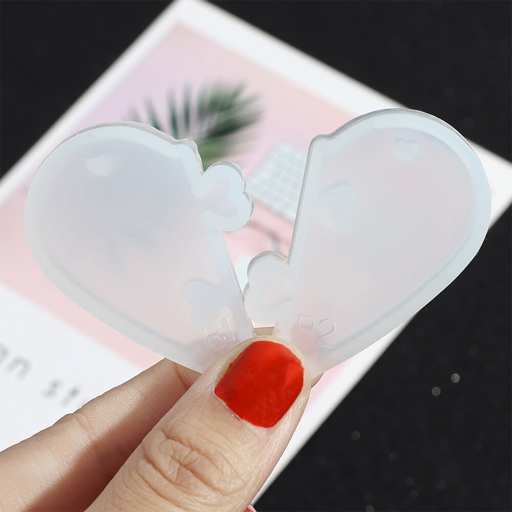 2 Stuks Hart Hanger Silicone Mold Heart Sloten Voor Liefhebbers Koppels Hanger Vloeibare Siliconen Mal Diy Epoxyhars Mould Sieraden gereedschap