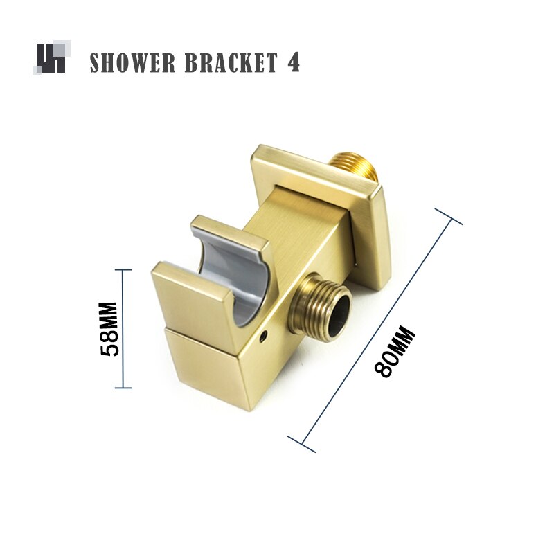 Brushed Gold Hand Shower Bathroom Handhold Water Saving Shower Head Round Square Wall Mount Holder Shower Hose Bath Hand Sprayer: Type D Bracket Only