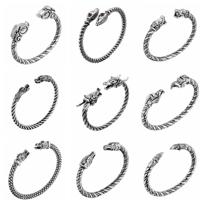 CHENGXUN-brazalete vikingo para hombres, brazaletes para chicos, accesorios de joyería de dragón nórdico, brazalete de uñas de tornillo, abalorio de joyería gótica Punk