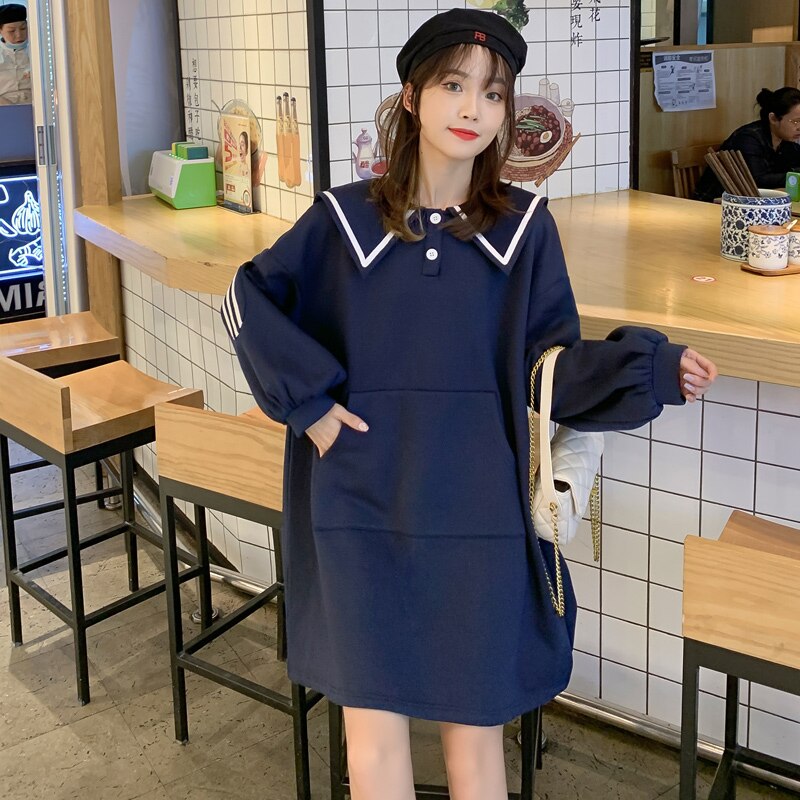 Korean Style Pregnant Women Winter Dress Turn-down Collar Thick Warm Maternity Jackets Plus Size Pregnancy Fleece Coats