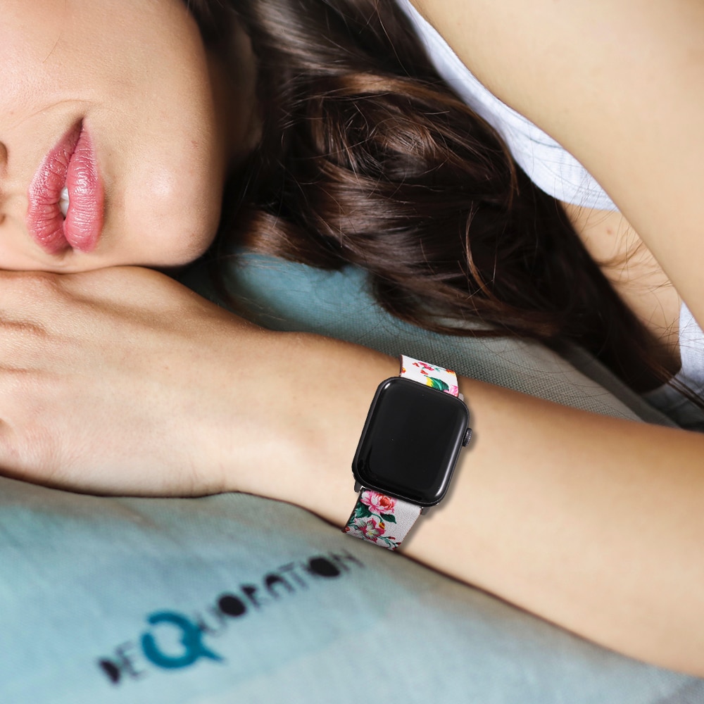 Bånd til apple watch 5 4 3 2 1 38mm/40mm/42mm/44mm, blomstret paragraf læderrem til iwatch-serien tilbehør