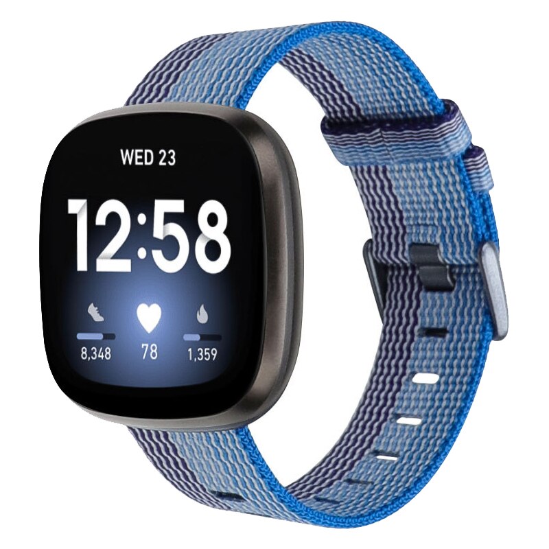 Nylonbånd til fitbit versa 3 strop lærred vævet armbånd armbånd erstatning for fitbit sense bands tilbehør kvinder mænd sl