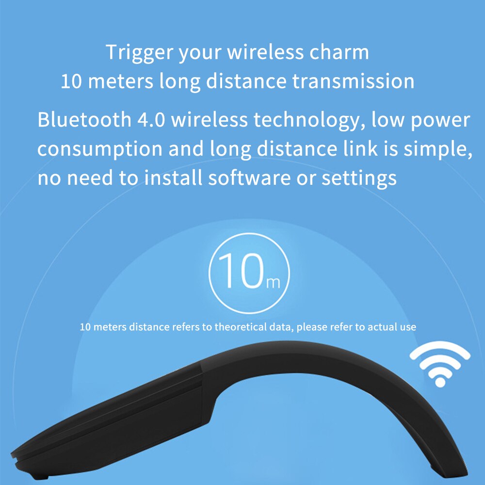 Folding WirelessMouse Portable Bluetooth Computer Mouse Arc Touch Mouse Ultra-Thin Optical Gaming Folding Mouse Laptop USB Mouse