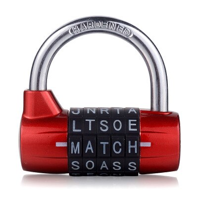 5 Letter Zinc Alloy Combination Padlock Code Password Lock Door Cabinet Drawer Bike Motorcycle Student Locker: Red