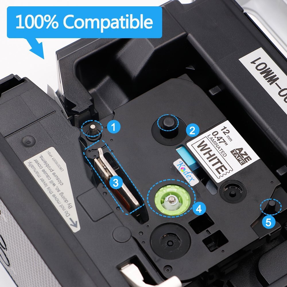 Oozmas 4 Pieces 12mm Brother P Touch TZe 231 Black on White Compatible Tz231 Brother Label Tapes Printer Ribbon