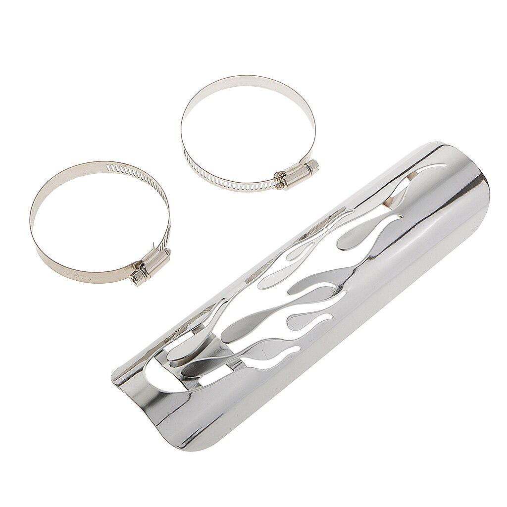 9'' Pierced Chrome Motorcycle Flame Exhaust Muffler Pipe Heat Shield Cover Heel Guard