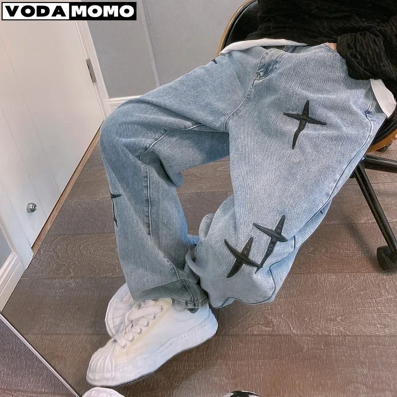 Vida cargobyxor herr streetwear baggy herrjeans byxor raka herrkläder streetwear cargobyxor  y2k kläder