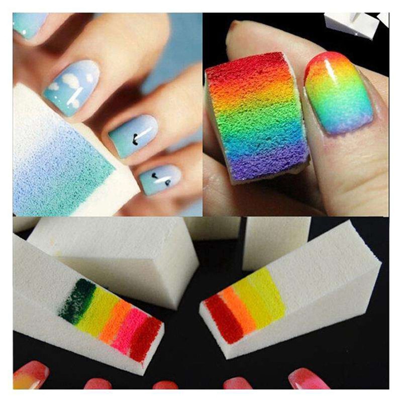 10cps Soft Nail Sponges for Acrylic Makeup Manicure Nail Art Accessory Puff Gradient Tips Woman Salon DIY Nail Buffer Files Tool