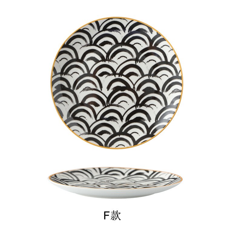 Servies Keramische Diner Plaat Set Schotel 8/10 Inch Porselein Leuke Dessertbord Servies Geometrische Westerse Voedsel Steak Plaat: 8 inches-2
