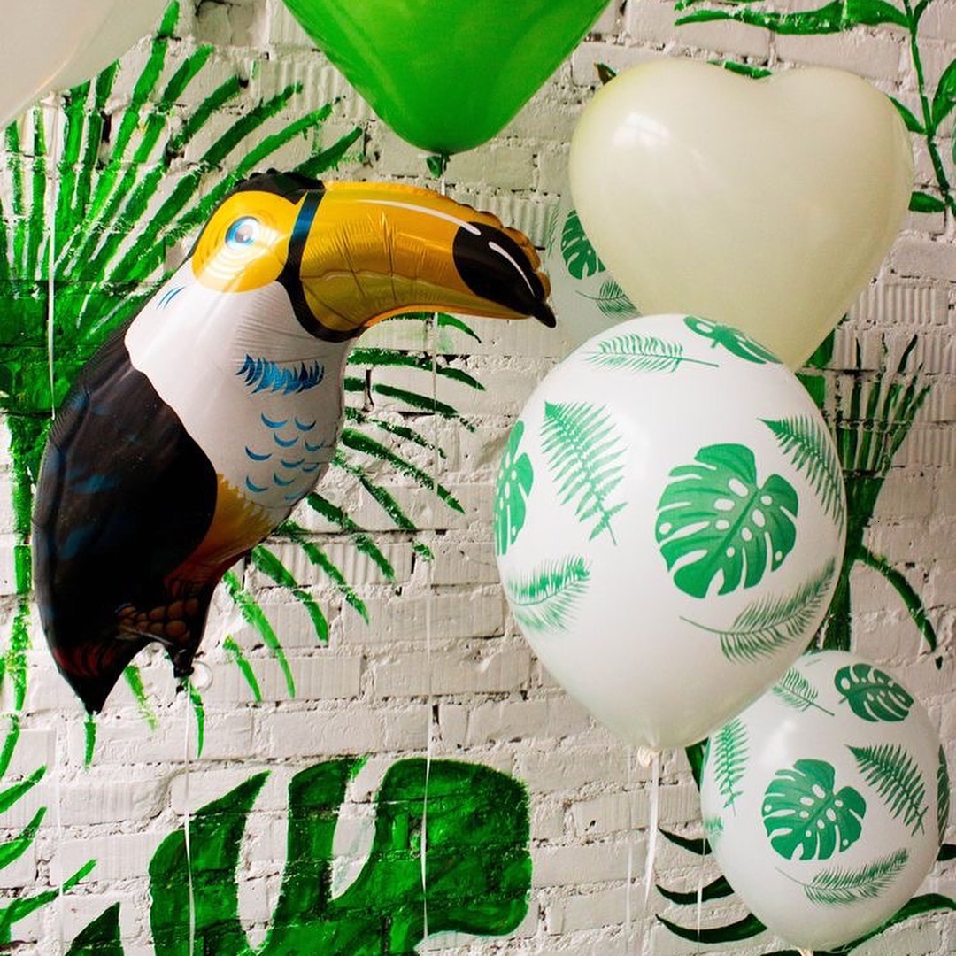 Green Palm Leaf Balloons Green Ballons Tropical Hawaii Party Baloons Safari Party Balon Jungle Theme Animal Birthday Balloon