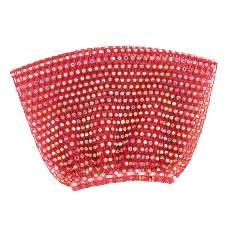 Máscara divertida de cristal ostentoso para mujer, mascarilla facial con diamantes de imitación para mujer, malla de red Yashmak para club nocturno, de Halloween y espectáculo: Red