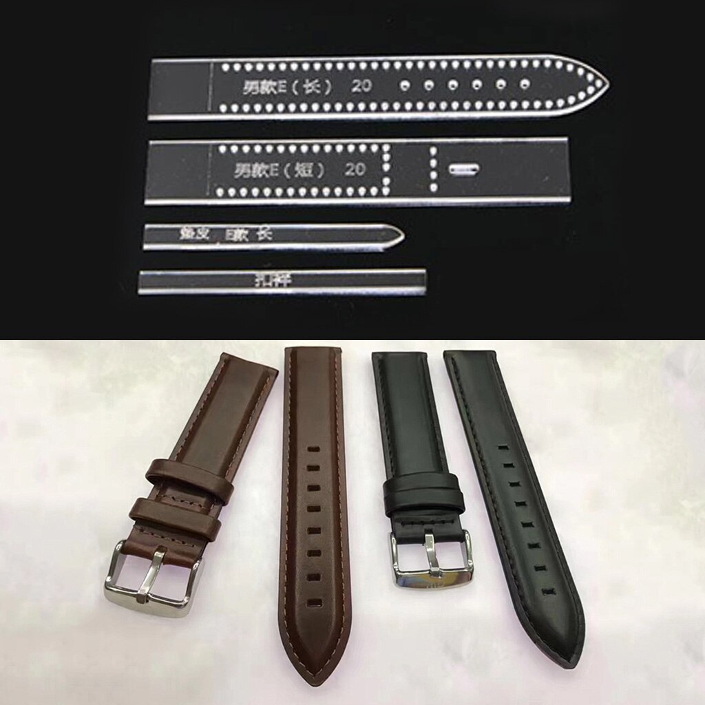 4 unids/set de plantillas de correa de reloj acrílicas para manualidades de cuero, 18mm/20mm, DIY