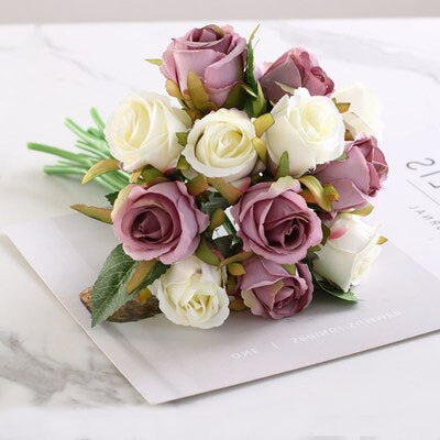 YO CHO Wedding Bouquet Roses Artificial Bridal Bouquets Wedding Accessories Bridesmaids Flowers Mariage Supplies Wedding Bouquet: Light Purple White
