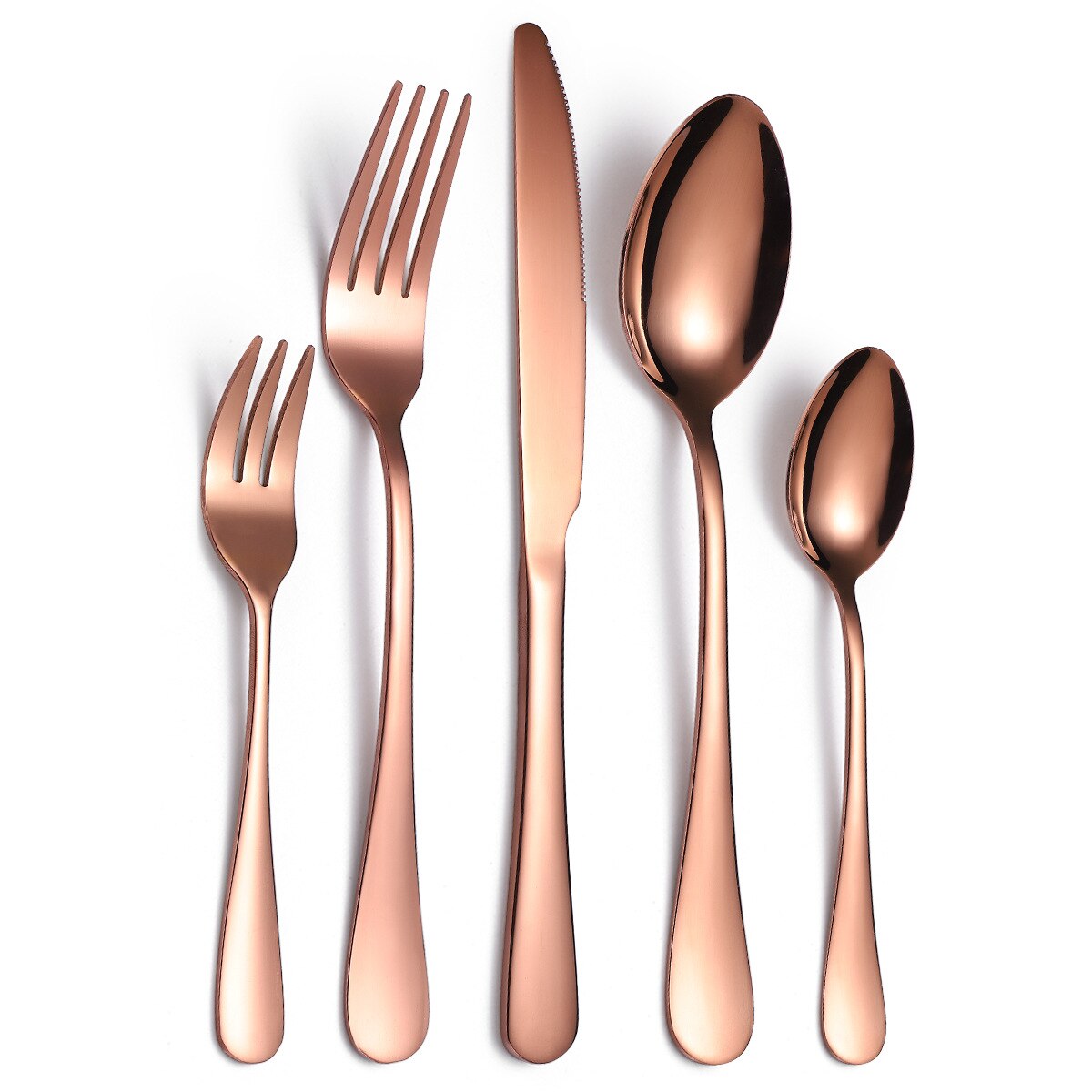 30Pcs Bestekset Rvs Zilverwerk Goud Zwart Serviesje Service Voor 6 Diner Set Servies: Rose For 6 People