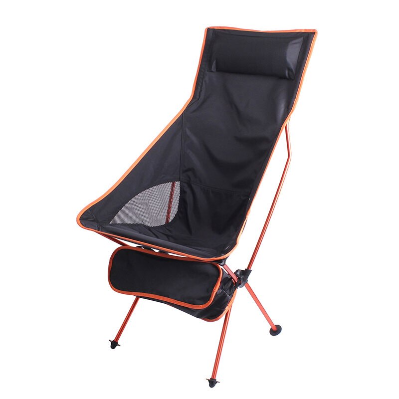 Bærbar campingstol strandryglæn letvægts foldestol udendørs rygsæk bbq fiskevandresæde store månestole: Orange