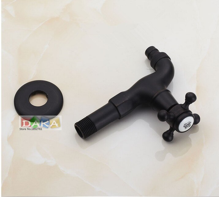 Wall Mounted Black Antique Brass Washing Machine Taps Single Handle Bibcocks Cold Water Faucet /Mop Pool Taps