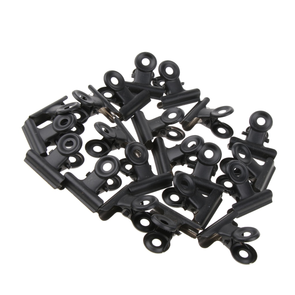 20 Pack Black Bulldog Clips Metal Hinge Clip File Clamps for Paper, Crafts, Food Bags, Drawings, Photos, 22mm