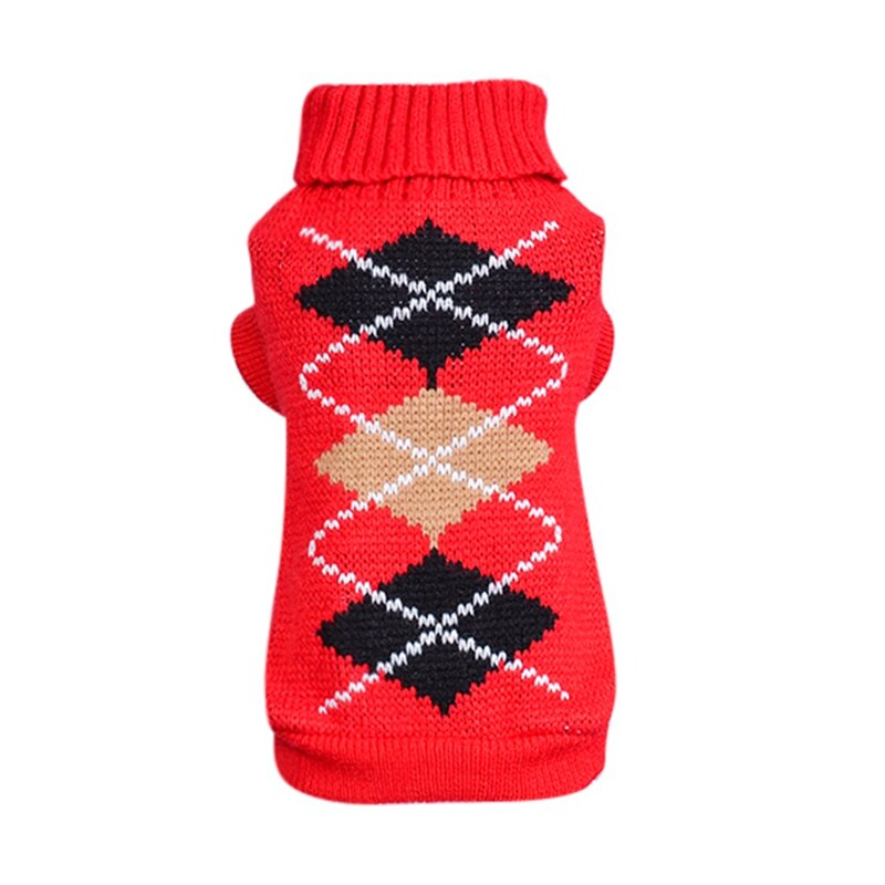 Huisdier Gebreide Trui Hond Herfst En Winter Warm Kostuum Plaid Hond Verdikking Trui Puppy Trui Jumper Kleding Kleding: Rood / M