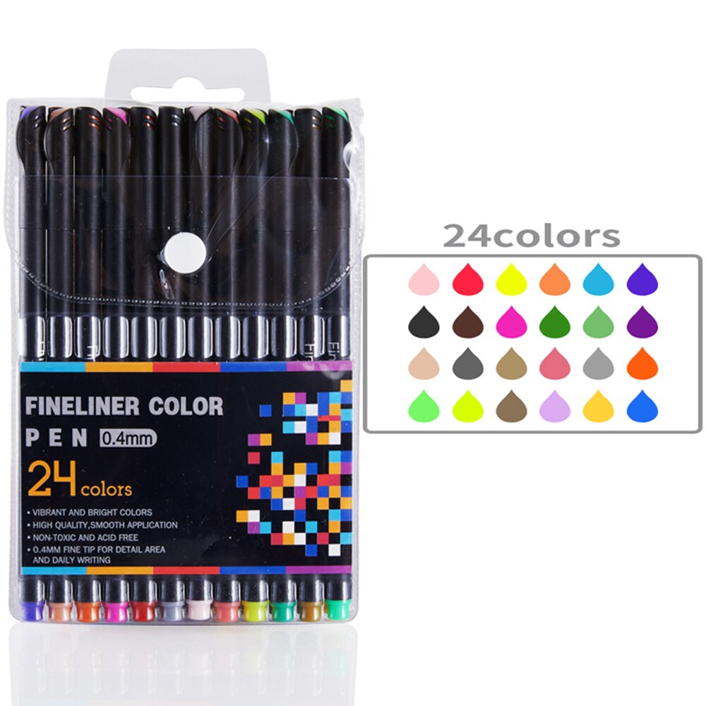 Stylo à pointe en feutre 12/60/100 couleurs, marqueur d'art pour dessin, peinture, ensemble de pinceaux de coloriage à l'eau, ensemble de stylos à double pointe pour l'école: GX-24 color