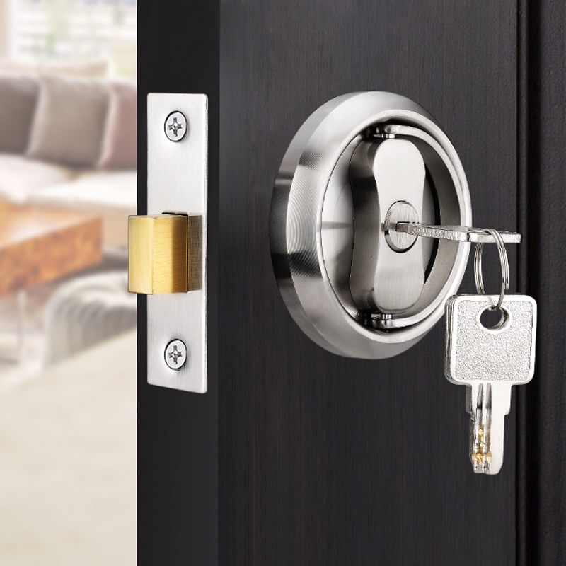 Stainless Steel Double-Sided Pull Ring Lock With Key Sliding Door Lock Invisible Door Lock Multiple Types Available