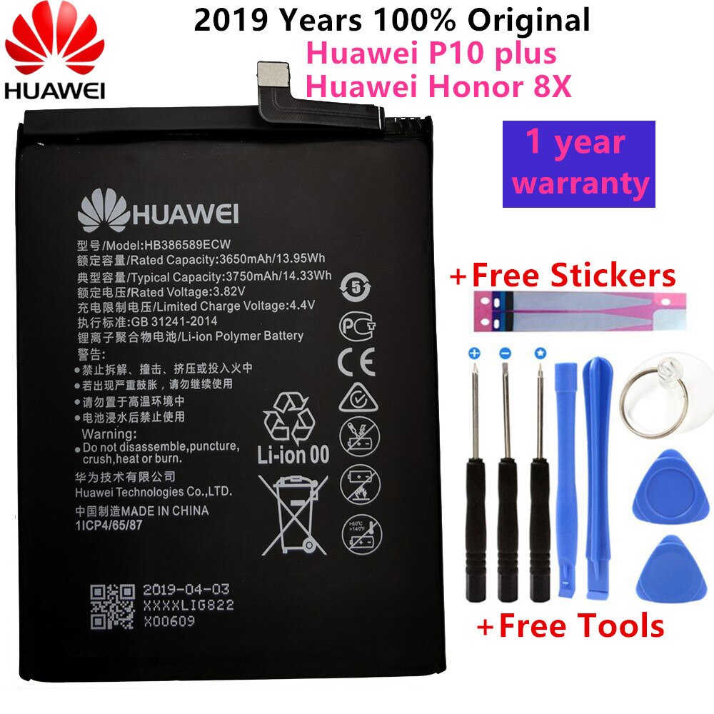 Original-Ersatz Telefon Batterie Für Huawei Ehre 8X P10 Plus VKY-AL00 Mate20 Lite HB386589ECW Akku 3750mAh