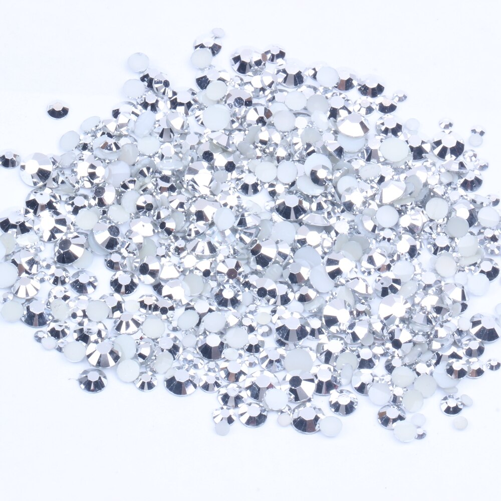 Hars strass steentjes zilver coating 2-6mm ronde platte achterkant niet-fixerende diamanten applicaties voor ambachtelijke stoffen trouwjurken