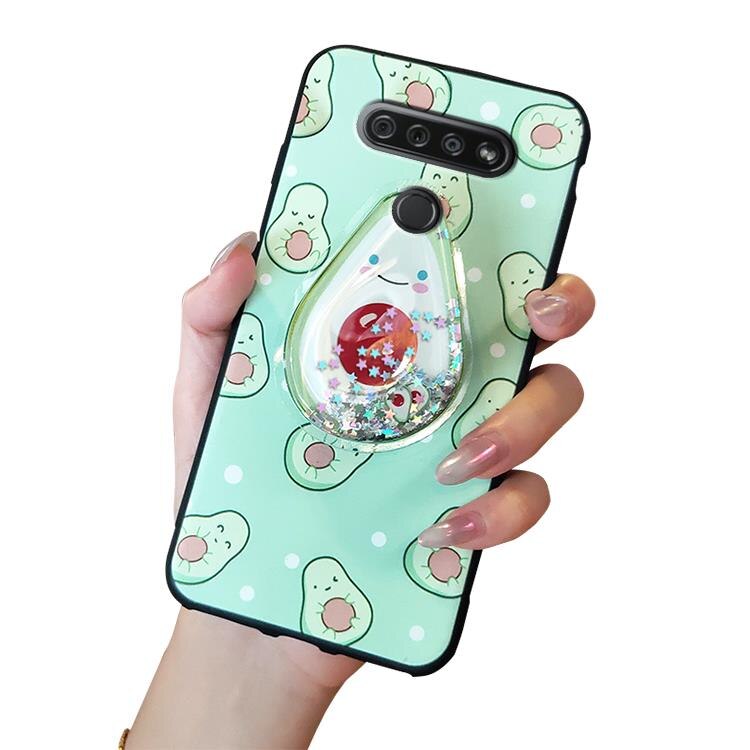 Soft Case Cartoon Telefoon Case Voor Lg K51 Kickstand Siliconen Steunpunt Voor Meisjes Drift Zand Tpu