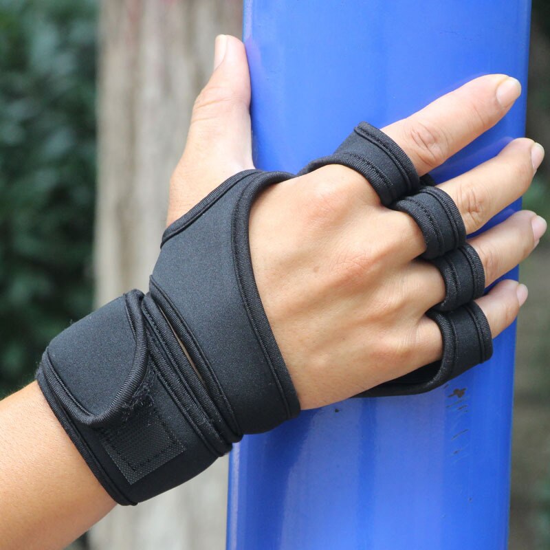 Gym Workout Gloves, Half Finger Weight Lifting Gloves with Wrist Support and Palm Protect Suit for Dumbbell Fitness Training: Black TypeB / XL