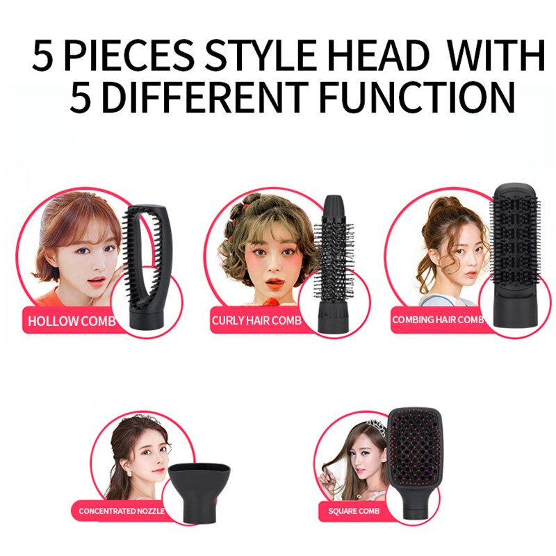 5 IN 1 One Step Hair Dryer Multiple Air Brush Hair Straightener Comb Curling Brush Hair Styling Tools Ion Blow Hair