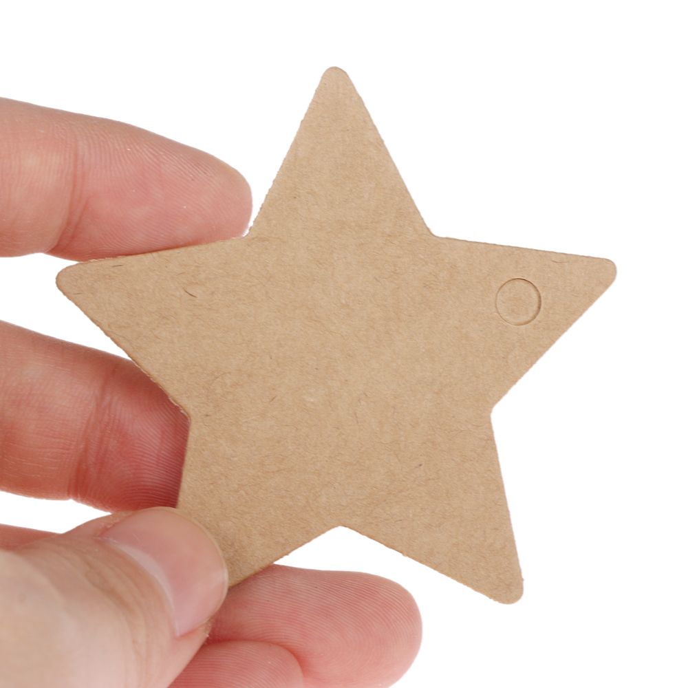 6*6cm stjärniga kraftpapper bröllopsetikett festkort pris bagageetiketter juldekoration juldekorationer 100pc