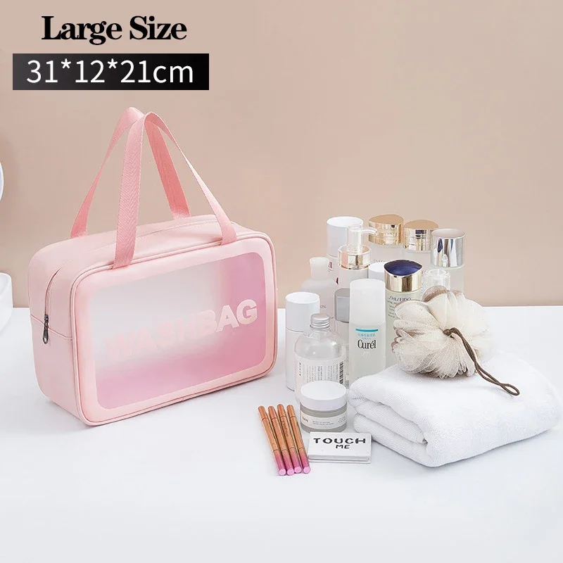 Waterdichte Draagbare Reis Waszak Vrouwelijke Transparante Make-Up Opbergtas Grote Capaciteit Cosmetische Organizer Beauty Vrouwen Case: Light Grey