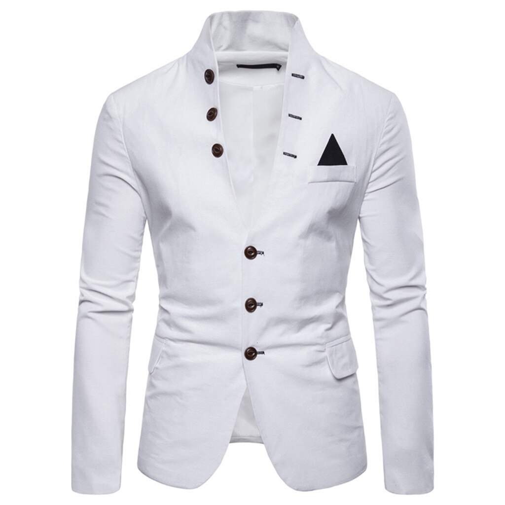 slim fit men suit jacket mens suit casual blazer stand collar party costume homme solid men blazer jacket d91004: White / XXL