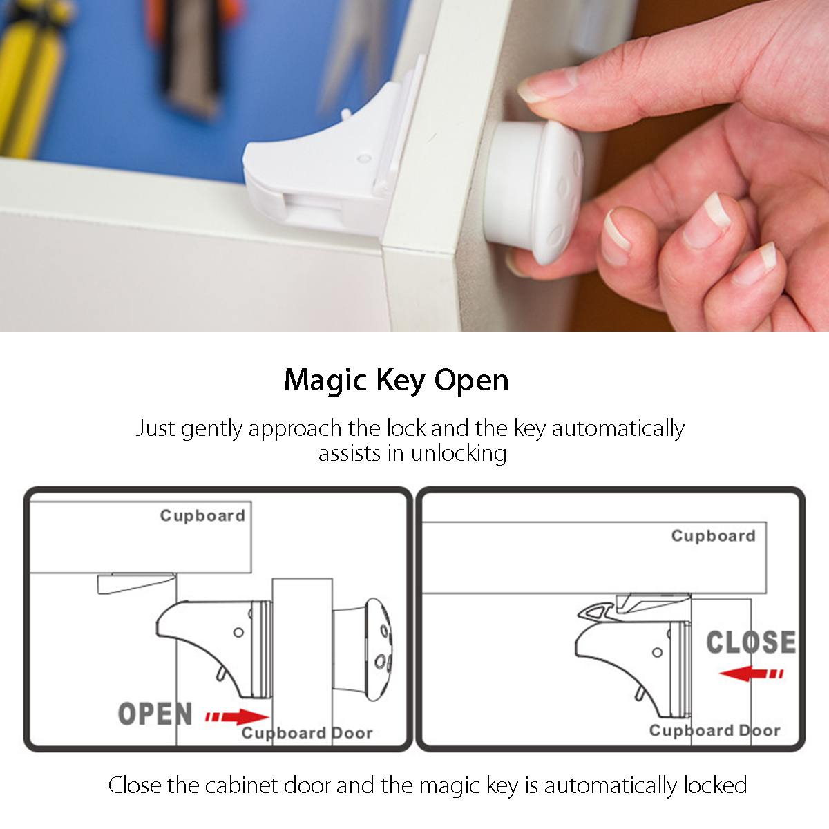 Magnetic Child Safety Lock 4-12 locks+1-3key Kids Security Children Protections Baby Safety Cabinet Drawer Door Lock