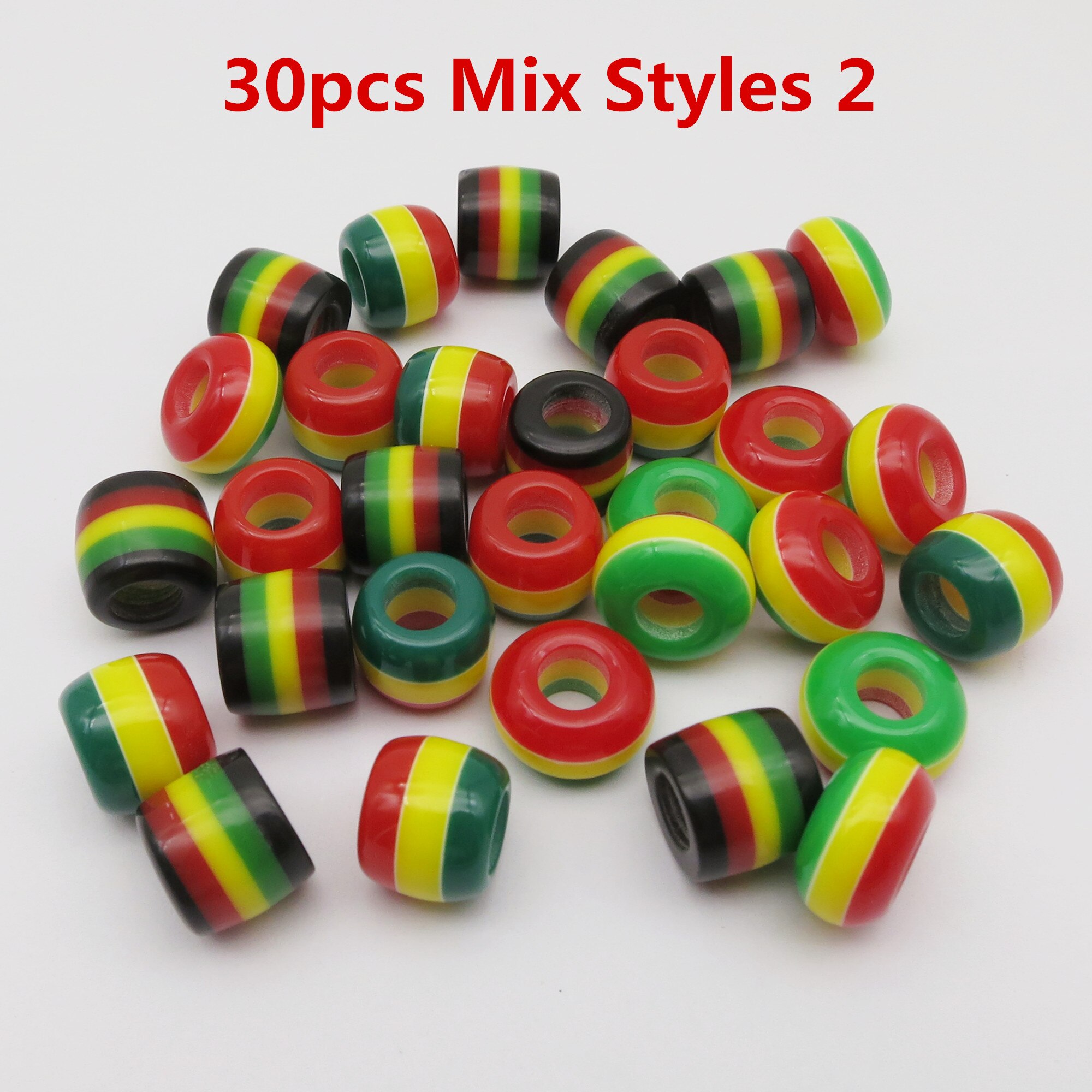 30 stk hæklet fletninger flerfarvet rasta hår fletning dreadlock perler ringe til mænd kvinder børn hår tilbehør: 30 stk mix styles 2