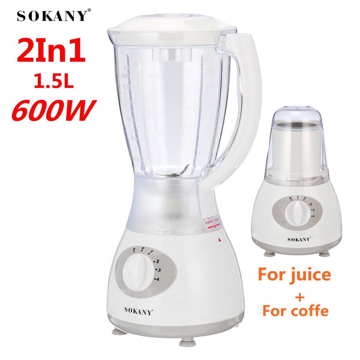 2IN1 1500ML 4 Speed Blender Coffee Machine Maker Juicer Multi-function Electric Squeezer Vegetable Fruit Home Machine Easy Wash