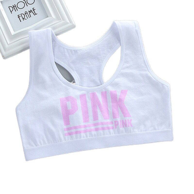 10PC Summer Girl Bras Teen Crop Top Sport Training Bras Puberty Underwear Vest Racerback Kids Tube Top Droppshipping 12: B White