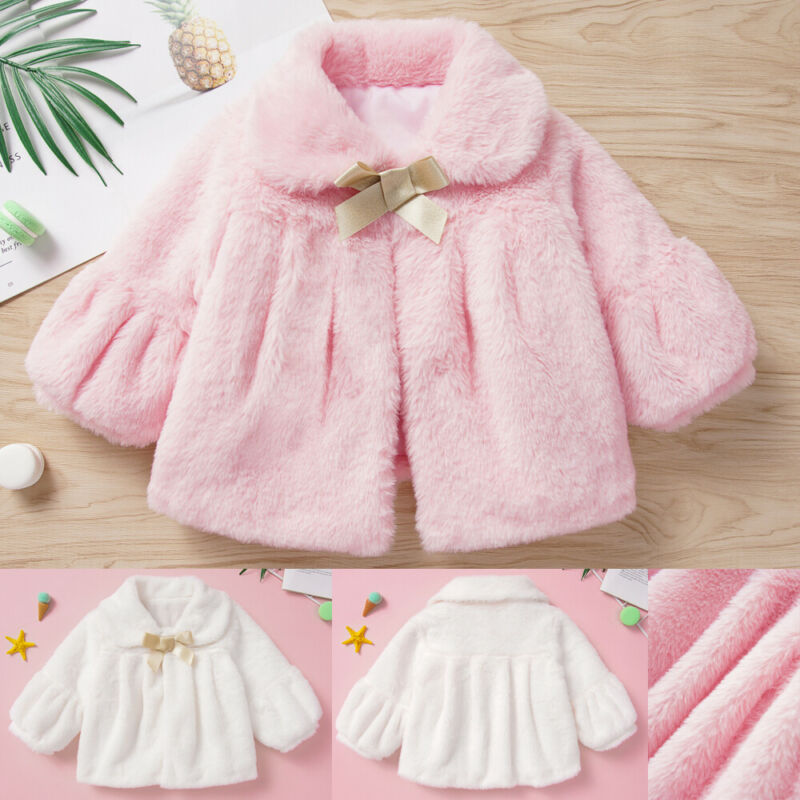 Børn baby pige vinter varm kappe pelsfrakke toddler jakke parka outwear tøj