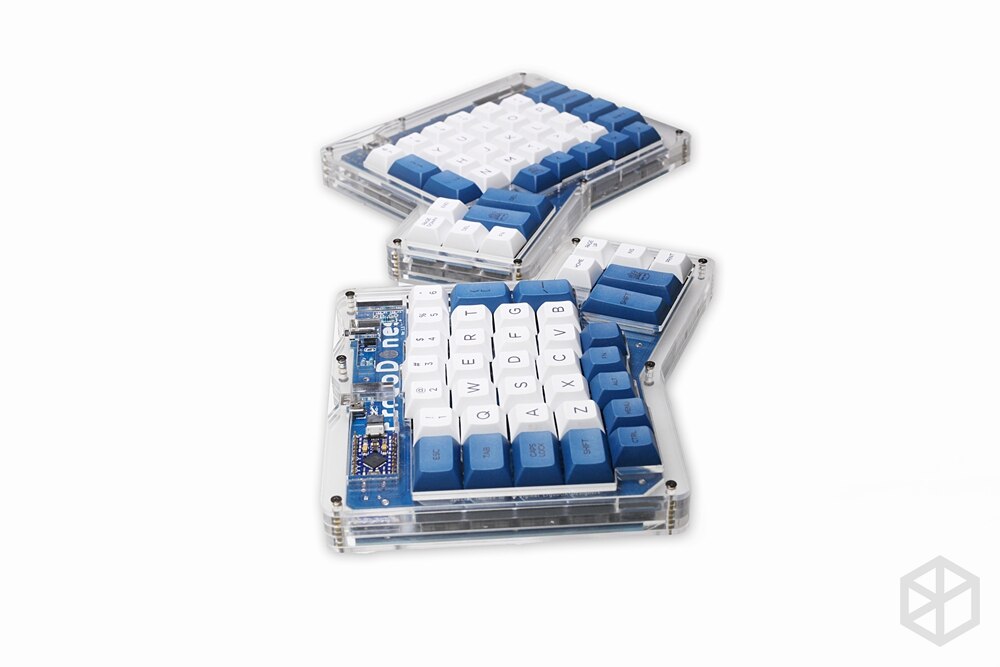 Dsa ergodox-teclas pbt para teclados mecánicos personalizados, teclas ergonómicas para teclados Infinity ErgoDox, color blanco y azul