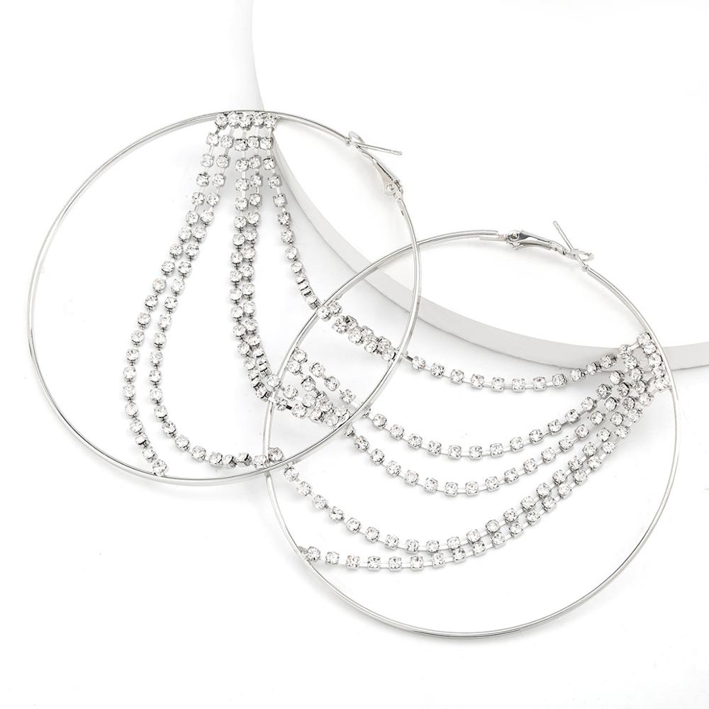 Overdrevet rhinestone big hoop øredobber for kvinner smykker bohemian statement øredobber tilbehør