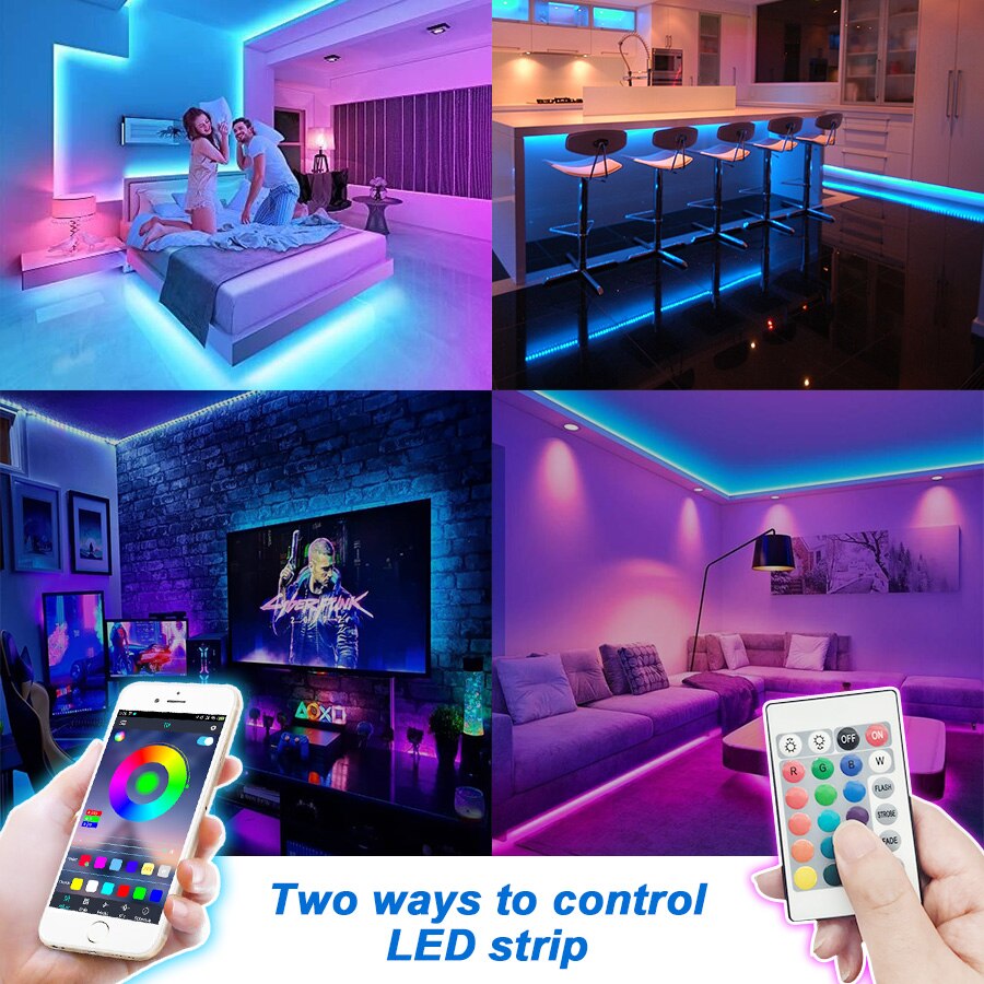 Bluetooth Led Strip Light 5-30M RGB SMD5050 2835 Led Lights Tape Flexible Non Waterproof 12V LED for Home Christmas