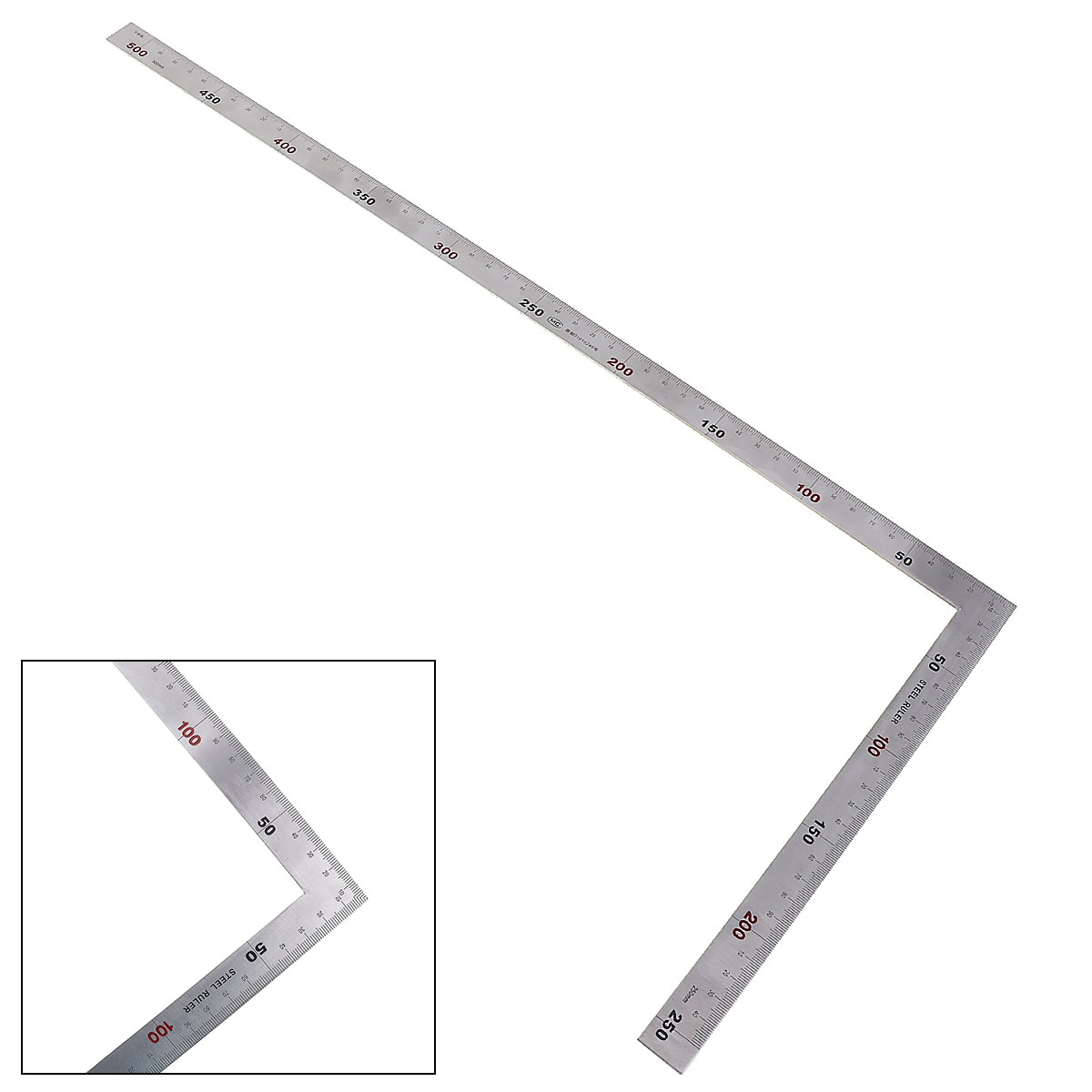 Regla de ángulo recto de 90 grados de acero inoxidable, 250x500mm, más gruesa, 1,2mm, herramientas de medición para carpintería/Oficina