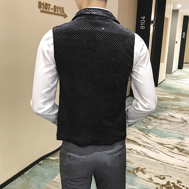 Gilet de costume croisé pour homme, gilet de costume de marié, gilet brillant pour performance sur scène, gilet décontracté à #39