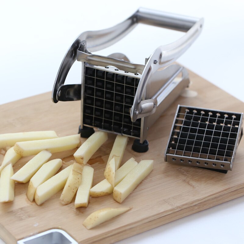 Stainless Steel Home manual French Fries Potato Chips Strip Cutting Cutter Machine mini vegetable Slicer Chopper Dicer+2 Blades