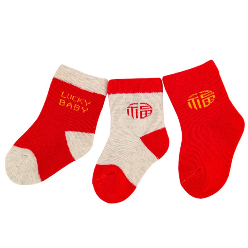 3 paar/einstellen chinesische herbst-Winter-socken, verrotten, für jungen und mädchen, ohne naht, neugeborenensocken, babyaccessoires, kleinkindsocken