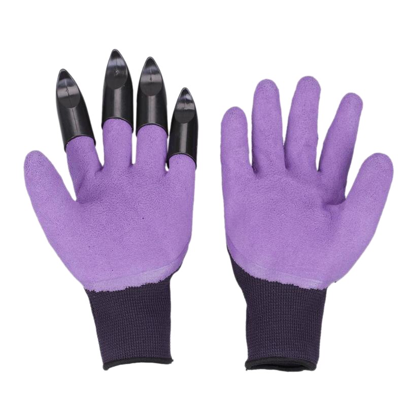 Newest Purple Gardening Gloves For Dig Planting Garden Gloves With 4 Abs Plastic Claws: Default Title